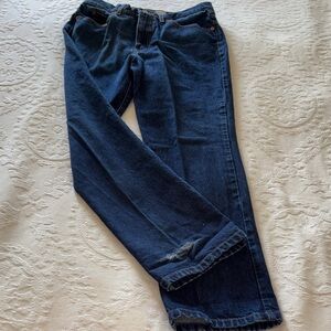 Guess Women’s Boot Leg Dark Wash Jeans EUC Distressed 34